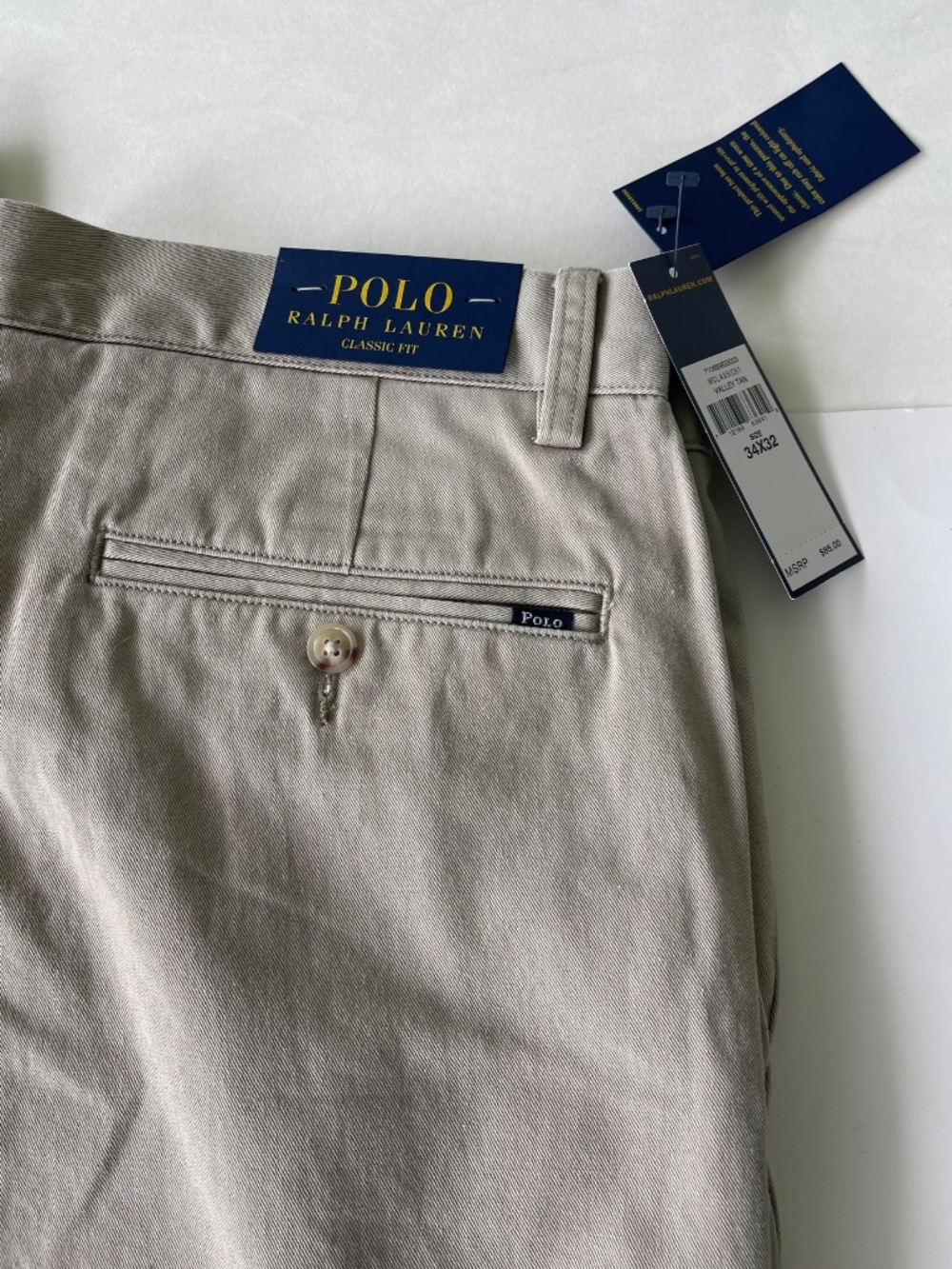 Polo Ralph Lauren Chino Pants Khaki Classic Fit Mens Size 34x32 NWT - Picture 6 of 12